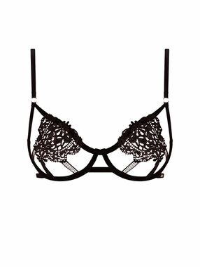 Bluebella Pandora Feminine Floral Appliqué Velvet Trim Underwire Bra Black 32C